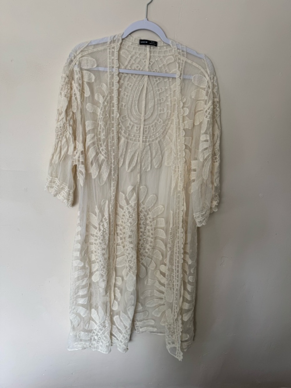 SHEIN Cream Lace Swim Coverup